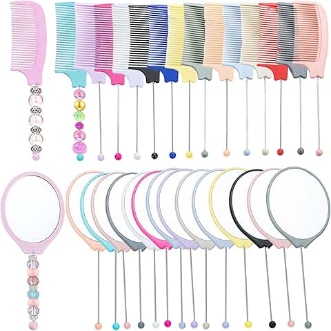 15 Pack Oval Beadable Mirrors and Combs for Crafts