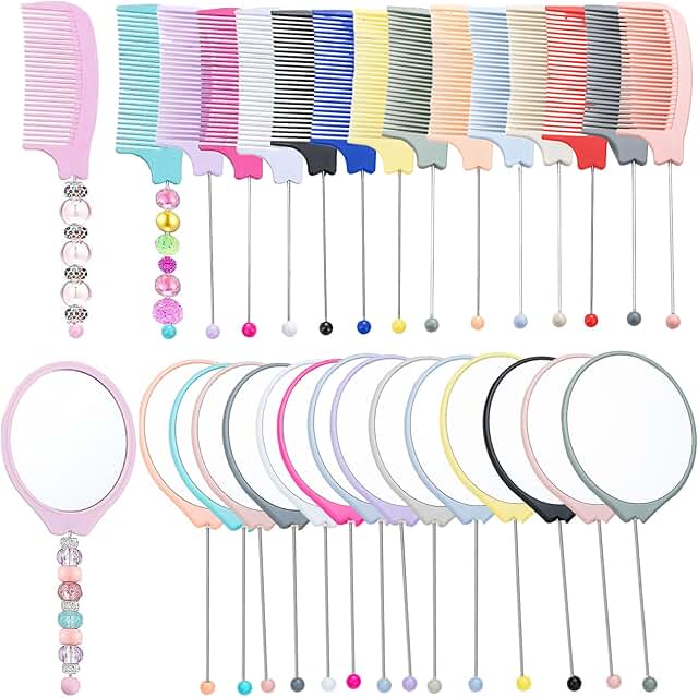 15 Pack Oval Beadable Mirrors and Combs for Crafts