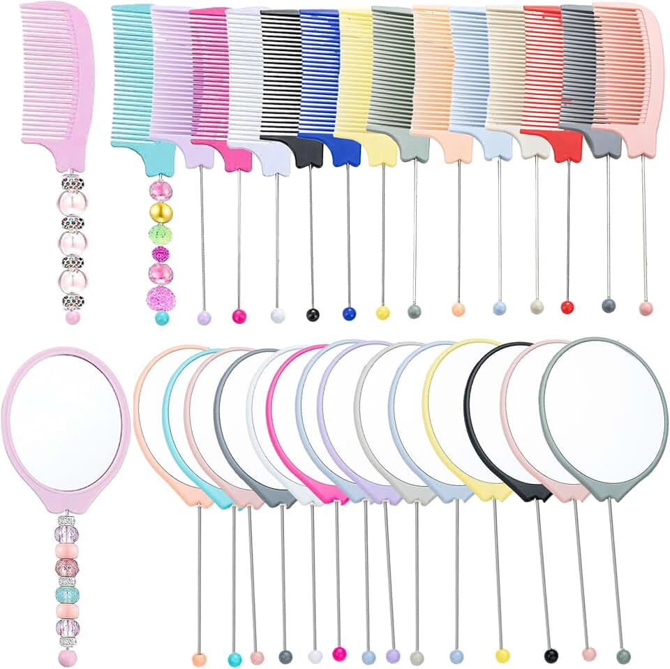 15 Pack Oval Beadable Mirrors and Combs for Crafts
