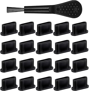 20 Black Silicone USB C Dust Plugs for Ports