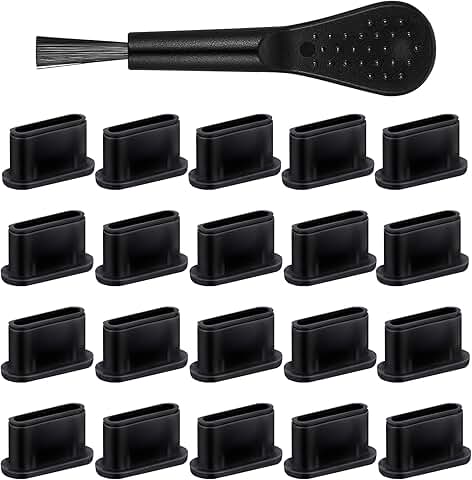 20 Black Silicone USB C Dust Plugs for Ports