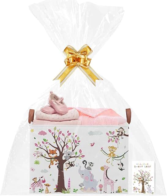 Pink Elephant Baby Gift Basket for Baby Shower