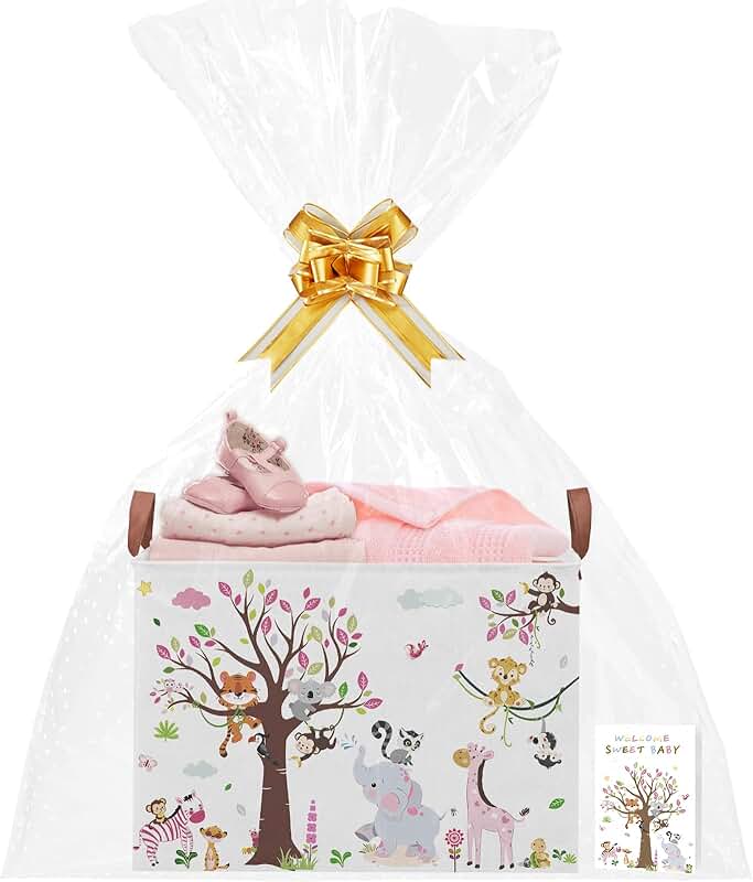 Pink Elephant Baby Gift Basket for Baby Shower
