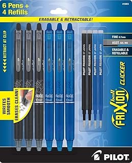 Set of 6 Erasable Gel Pens with 4 Bonus Refills