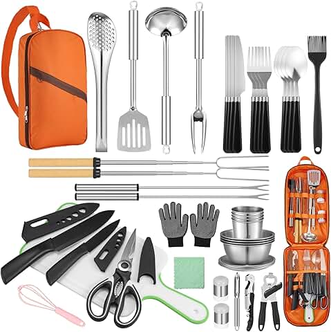 Camping Cooking Utensil Set for Camp Kitchen and Grilling