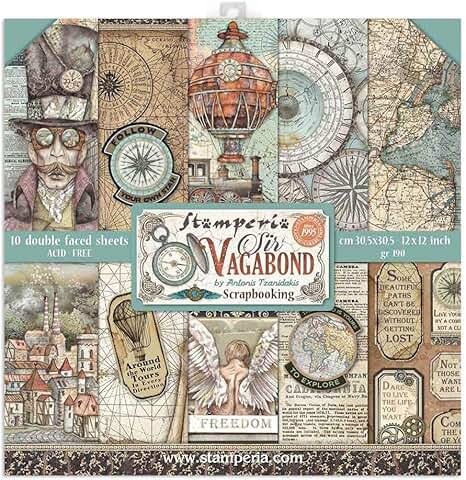 12x12 Inch Paper Pad, 10 Sheets, Various Designs