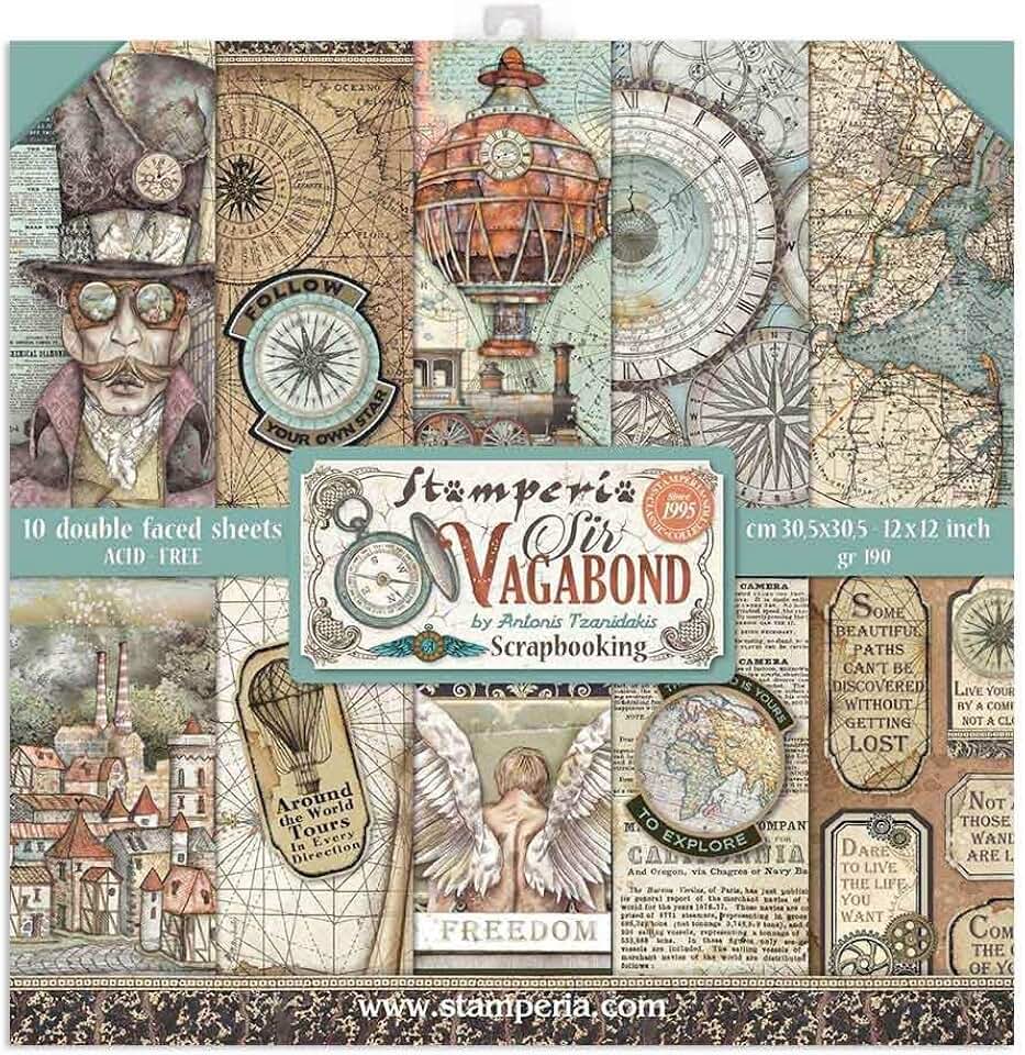 12x12 Inch Paper Pad, 10 Sheets, Various Designs