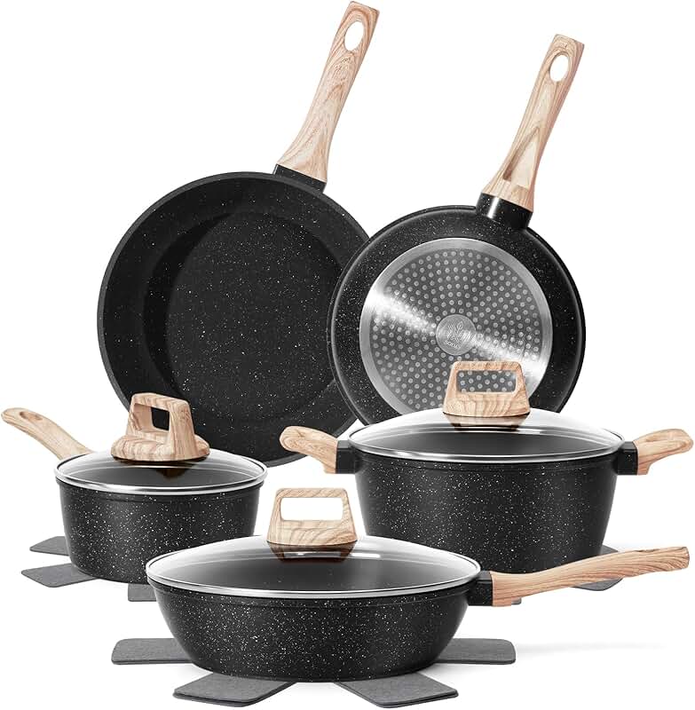 12-Piece Nonstick Cookware Set with Frying Pans and Steamer