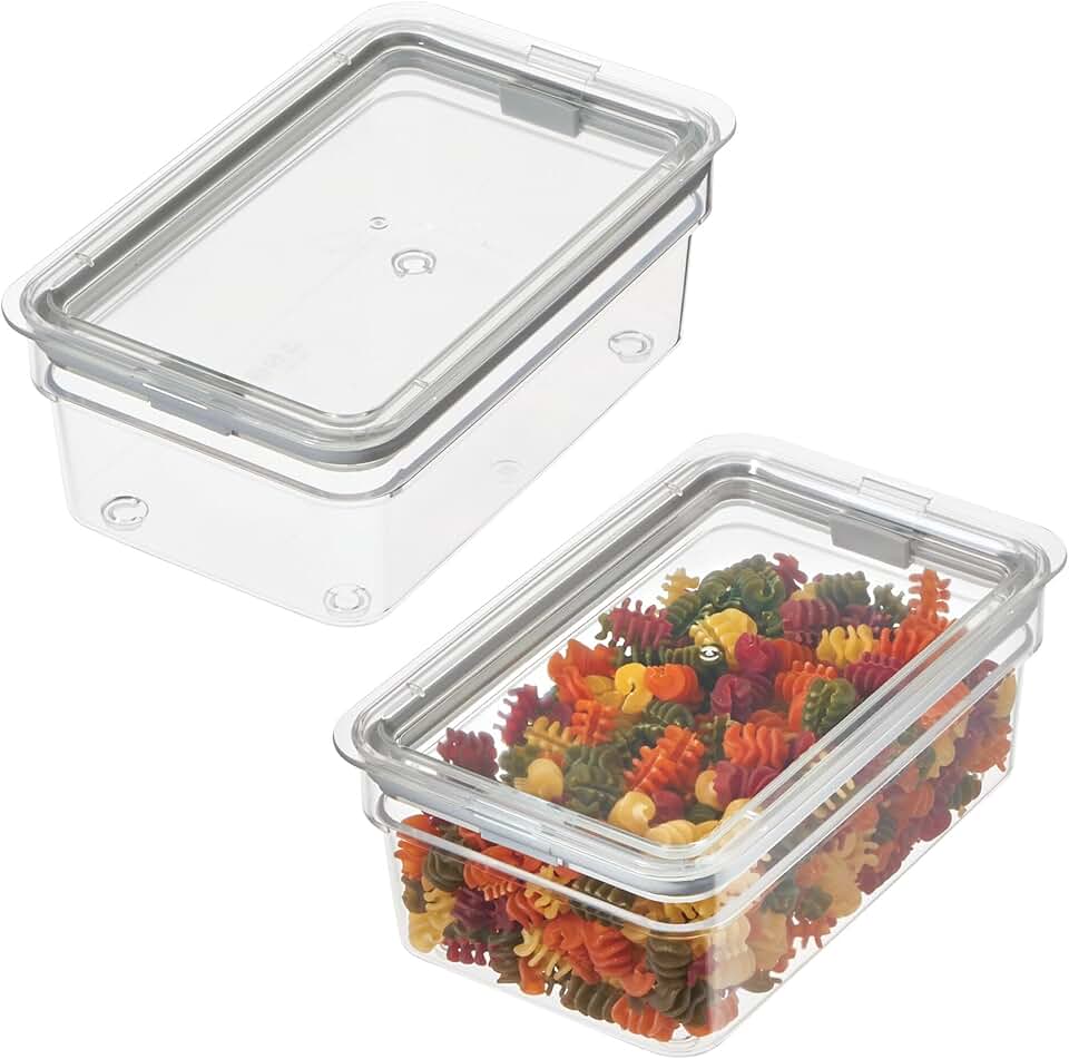 Medium Clear Food Storage Bins with Airtight Lids, Set of 2