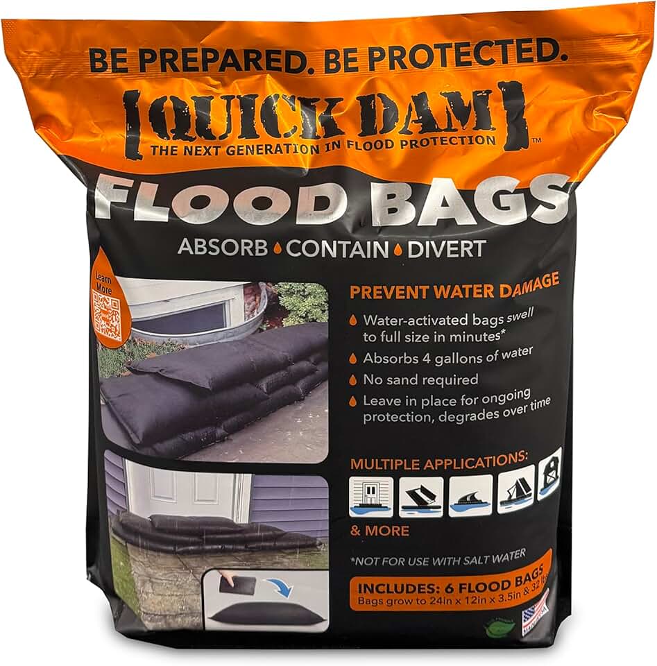 Water Activated Flood Bags, 1ft x 2ft, 6-Pack
