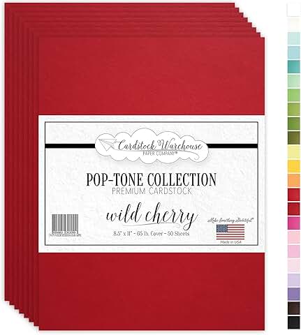 Wild Cherry Red Cardstock, 50 Sheets, 8.5 x 11"
