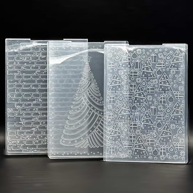 Set of 3 Christmas Tree and Brick Wall Embossing Folders