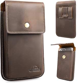 Large Leather Phone Holster for Belt and Smartphone