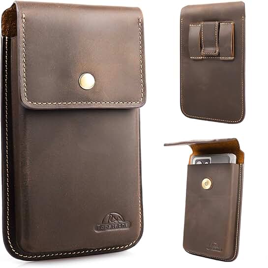 Large Leather Phone Holster for Belt and Smartphone