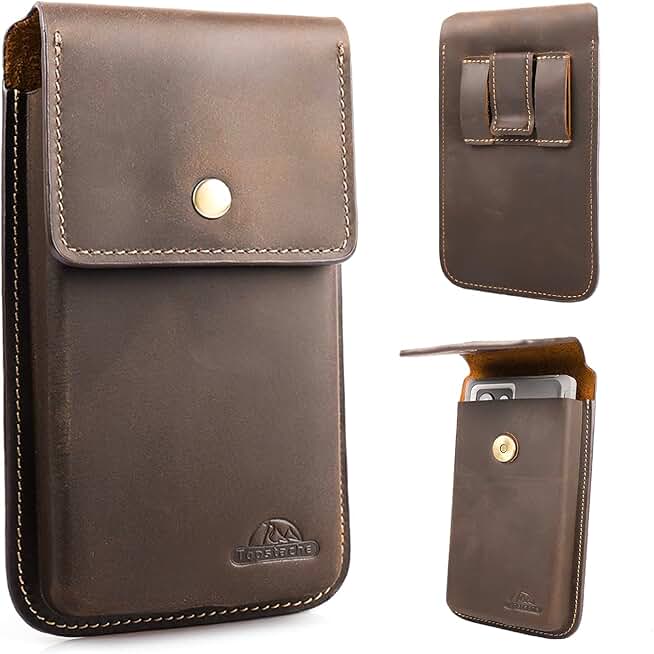 Large Leather Phone Holster for Belt and Smartphone