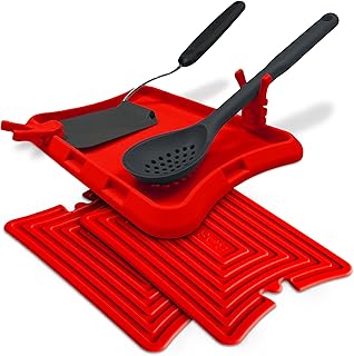 Silicone Spoon Rest and Trivet Set for Kitchen