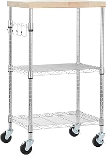 Portable 3-Tier Kitchen Storage Rack with Wheels