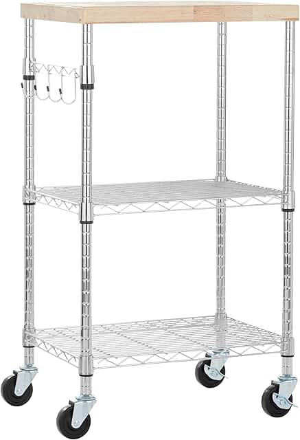 Portable 3-Tier Kitchen Storage Rack with Wheels