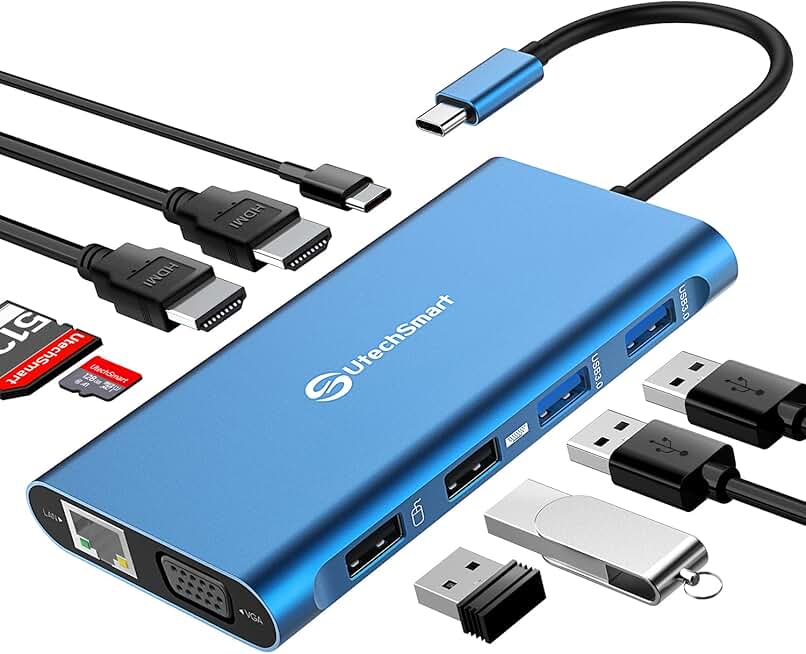 11-in-1 USB-C Docking Station with Triple Monitors