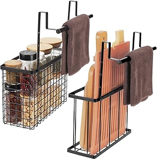 Two-Piece Over-the-Door Cabinet Organizer with Towel Bars