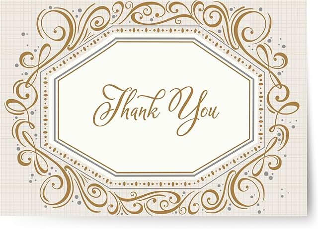 Thank You Holiday Cards with Gold Foil, 24 Pack