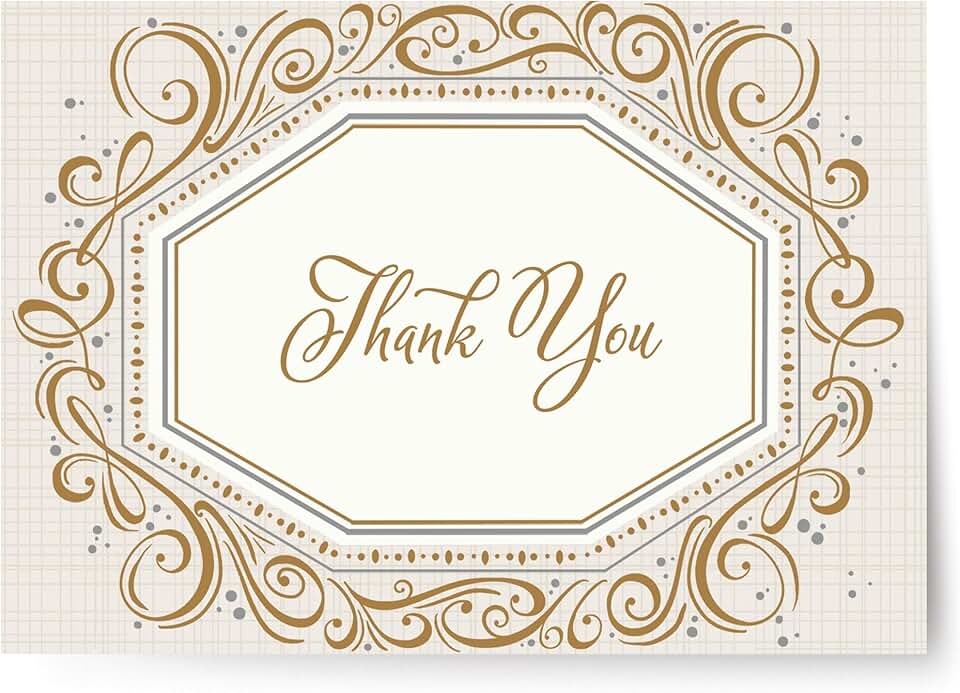 Thank You Holiday Cards with Gold Foil, 24 Pack