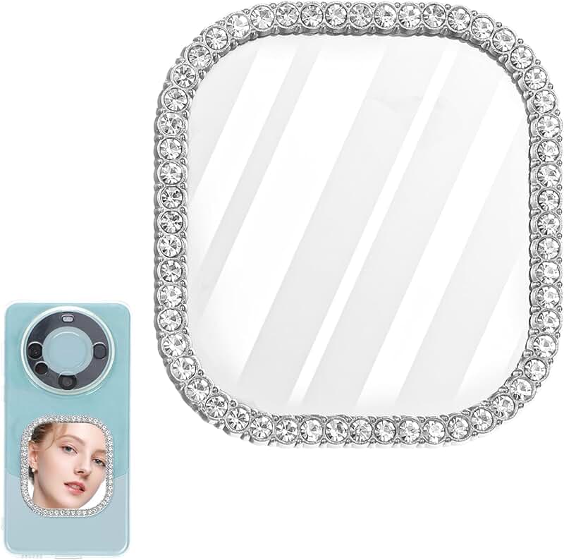 Square Silver Phone Mirror with Adhesive Tape