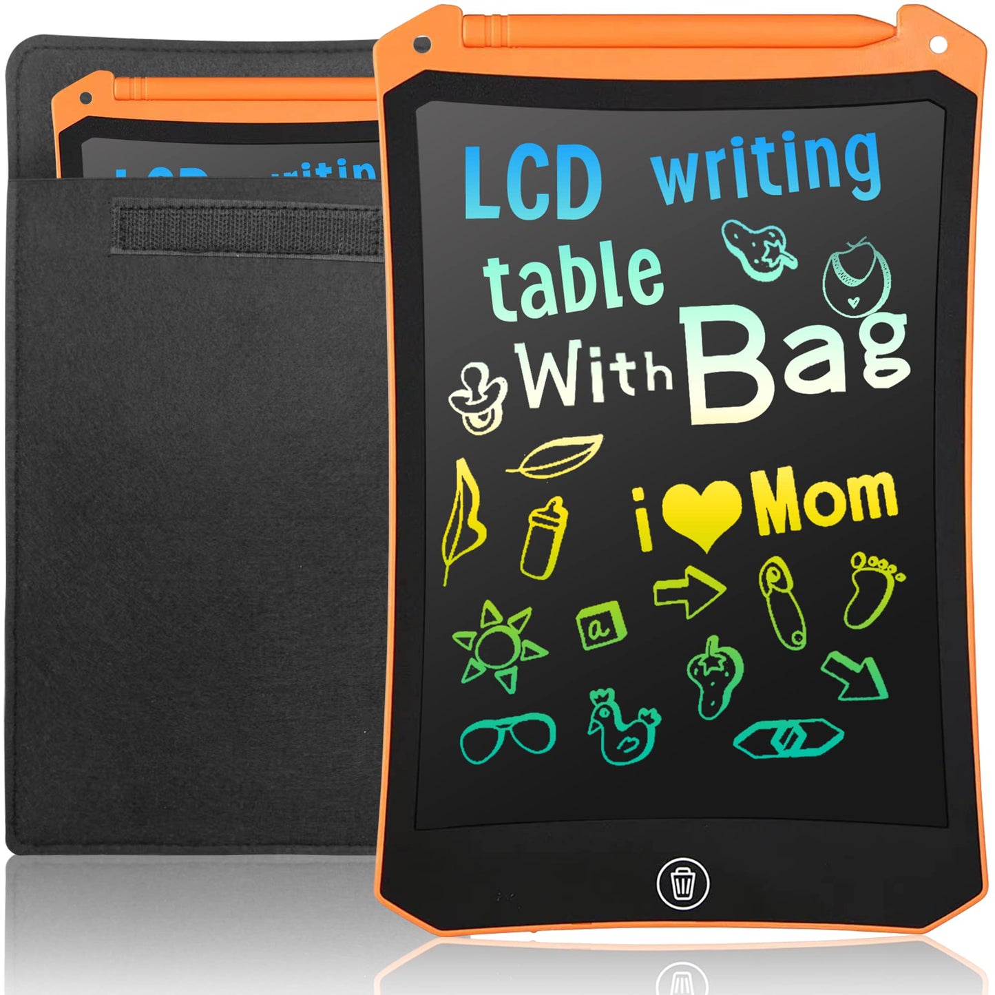 LCD Writing Tablet, Colorful Drawing Tablet with Protect Bag, Kids Drawing Pad 8.5 Inch Doodle Board,Toddler Boy and Girl Learning Toys Gift for 3 4 5 6 Years Old (Orange)