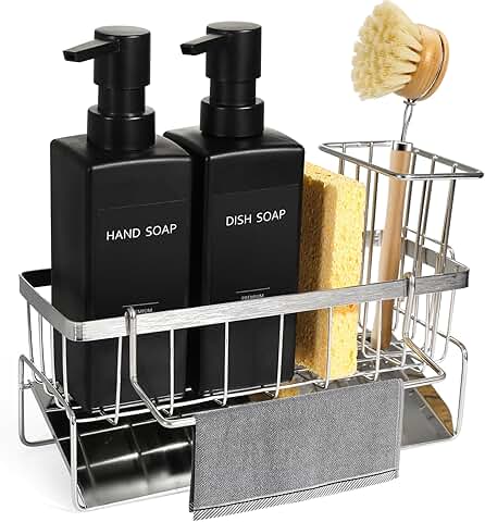 Matte Black 12 oz Kitchen Dish Soap Dispenser Set