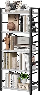 5-Tier Tall Wood and Metal Bookcase for Storage