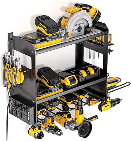 Wall Mount Power Tool Organizer with Charging Station