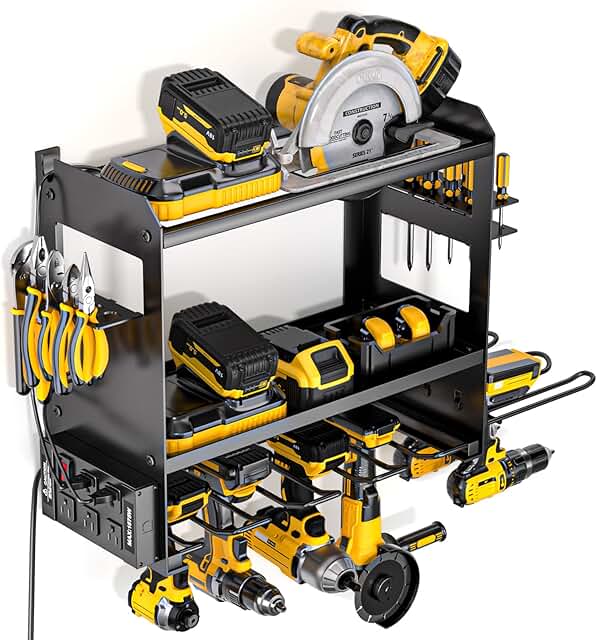 Wall Mount Power Tool Organizer with Charging Station