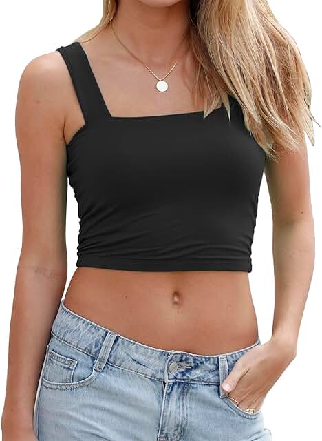 Women's Sleeveless Skinny Strappy Crop Tank Top