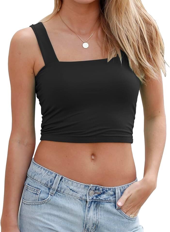 Women's Sleeveless Skinny Strappy Crop Tank Top