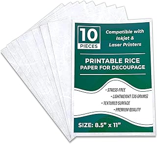 Printable rice paper sheets for decoupage, 8.5x11, 10 sheets