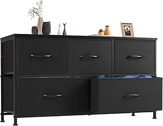 Sweetcrispy 5-Drawer Bedroom Dresser with Steel Frame