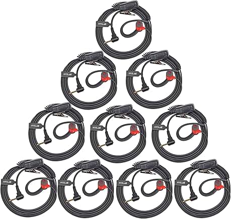 Walkie Talkie Earpiece with Mic and PTT, 10 Pack