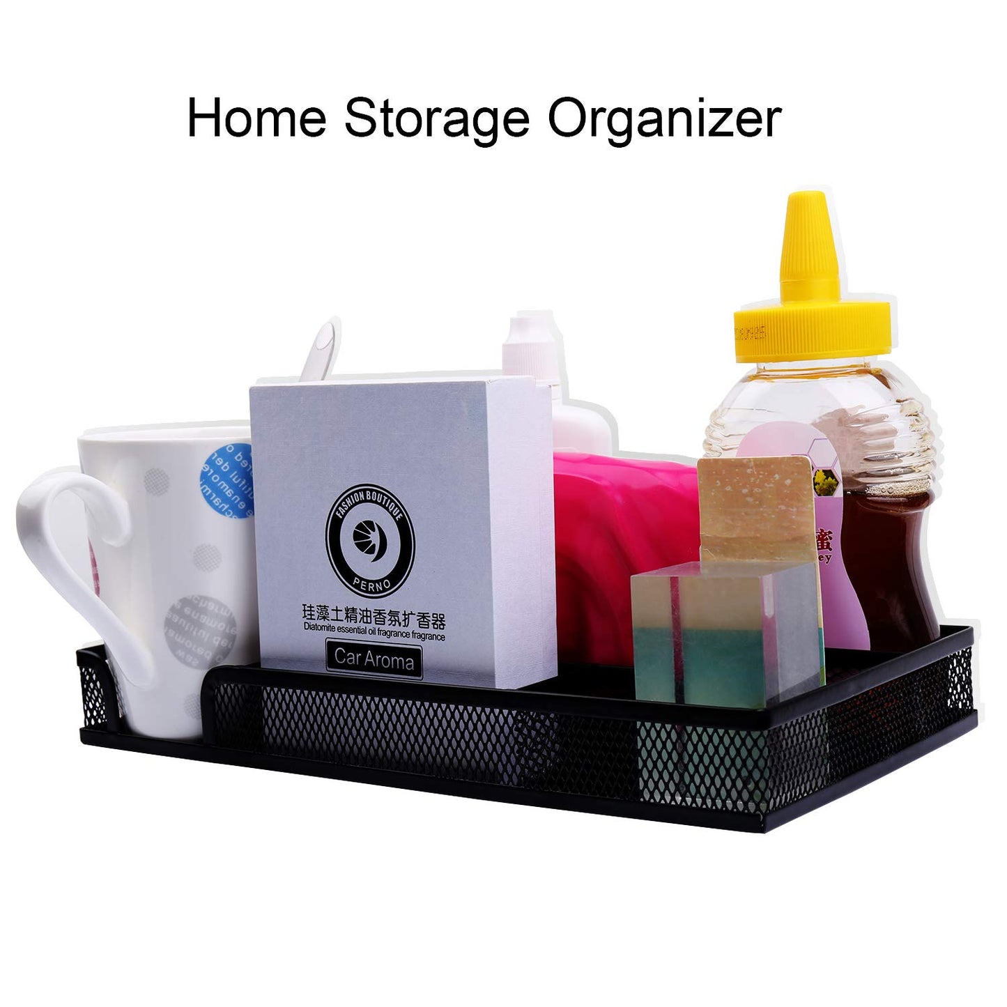 Black Metal Mesh Drawer Organizer for Desk