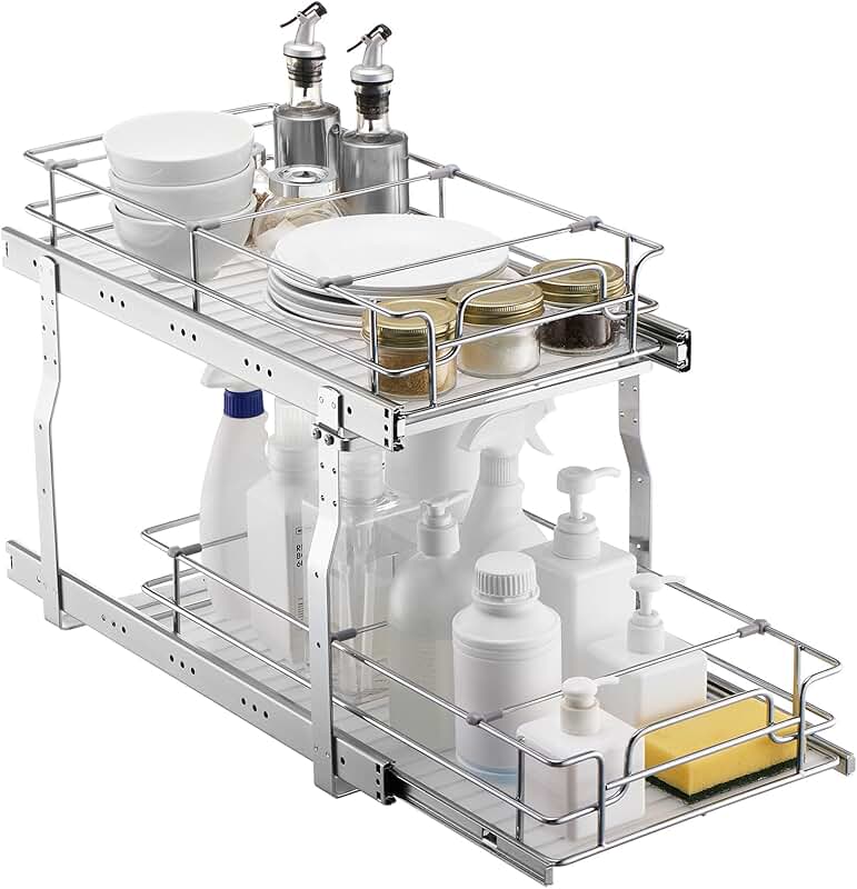 Pull Out Cabinet Organizer with Heavy Duty Shelves