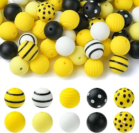 70 Yellow Silicone Beads for Crafts and Keychains