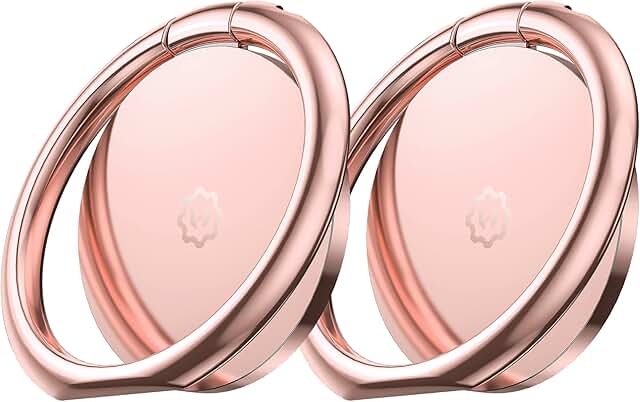 Two Phone Ring Holders with Kickstand in Rose Gold