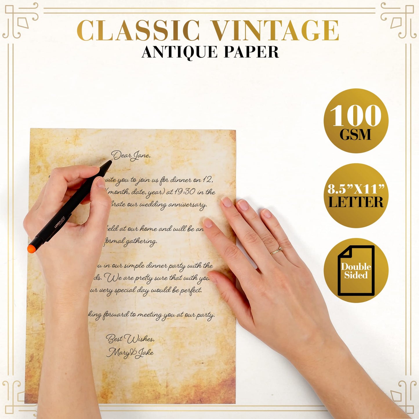 96 Sheets of Vintage Aged Parchment Paper, 8.5x11