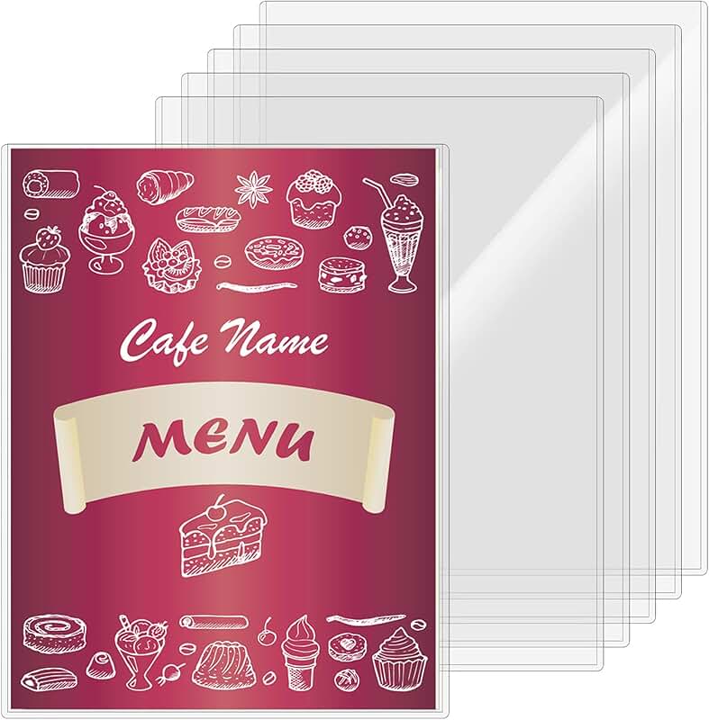Set of 6 clear 8.5x11 plastic page protectors