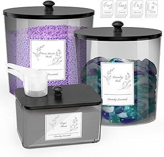 3-Piece Laundry Powder and Dryer Sheet Storage Jars