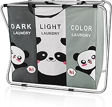 Three-Section Laundry Hamper with Waterproof Oxford Bag