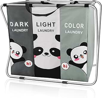 Three-Section Laundry Hamper with Waterproof Oxford Bag