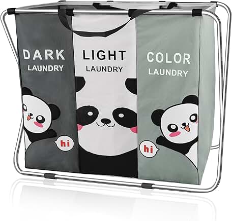 Three-Section Laundry Hamper with Waterproof Oxford Bag