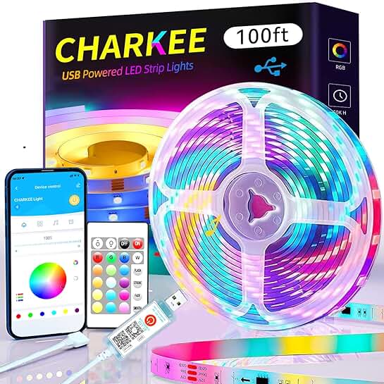100ft USB LED Strip Lights with Music Sync and App Control