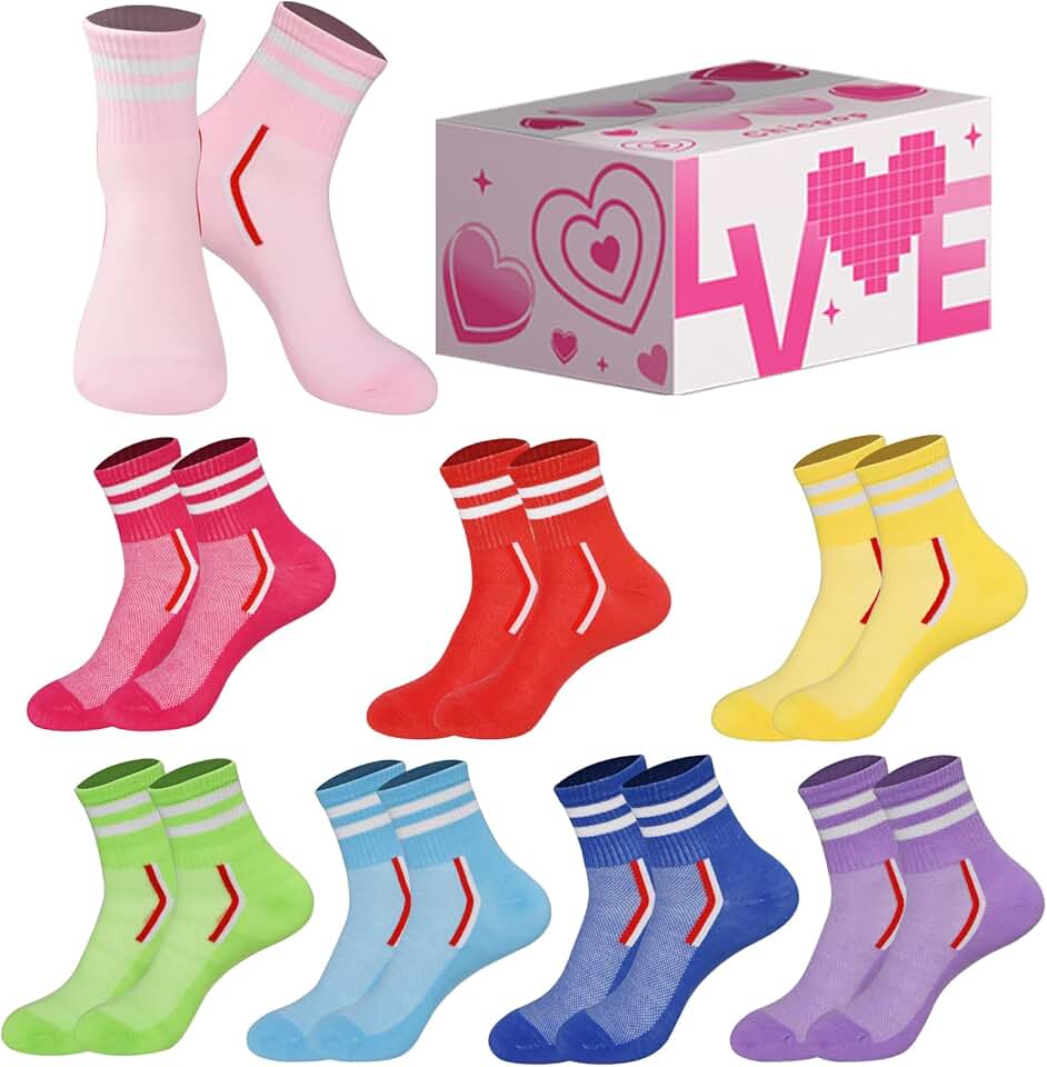 8 Pairs of Crew Socks for Men and Women