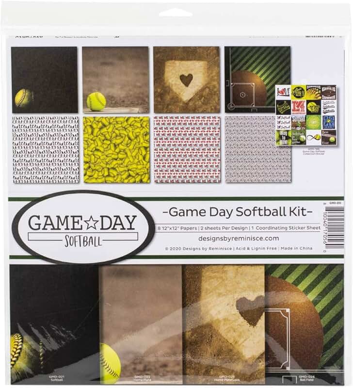 Game Day Softball Scrapbook Kit, 12x12 inches